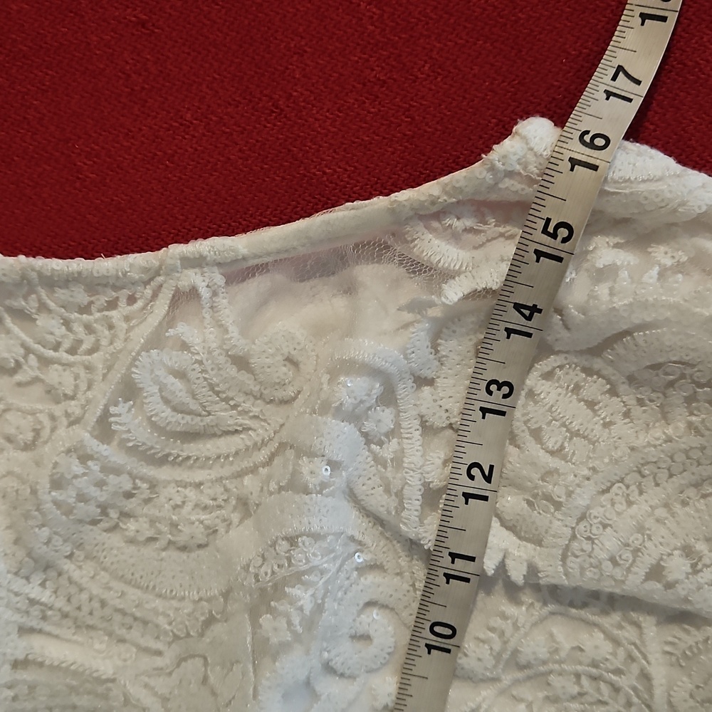 Ralph Lauren Evening White sleeveless lined sequin mixed texture dress Sz.4 - Picture 3 of 11